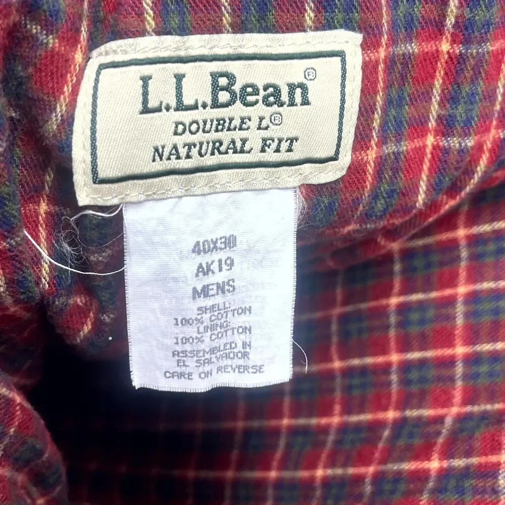 L.L.‎ Bean Wrinkle Free Flannel Lined Khaki Chino Pants Mens 40x30 Beige Cotton